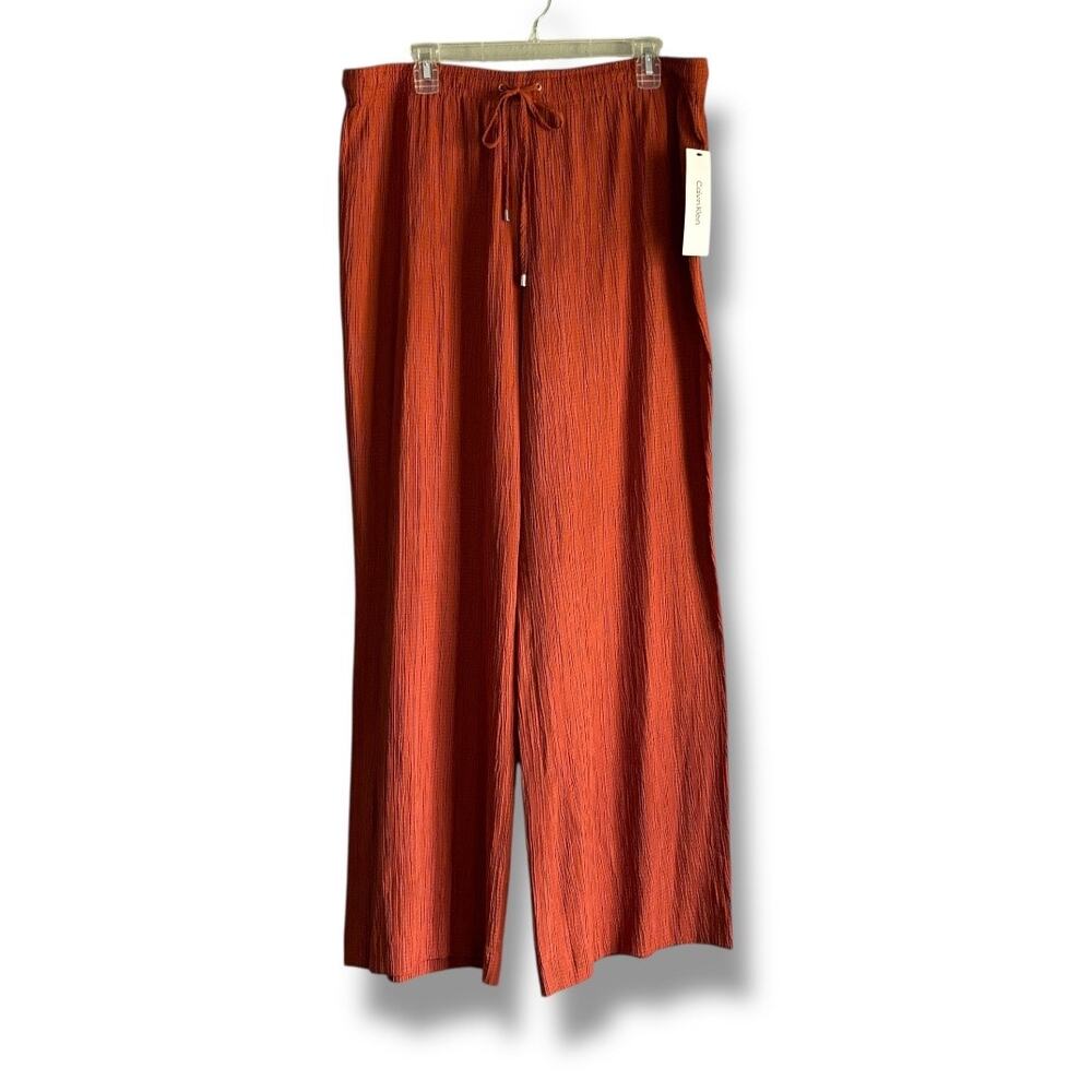 Calvin Klein crinkle drawstring wide leg pants NWT size XL - Picture 6 of 11
